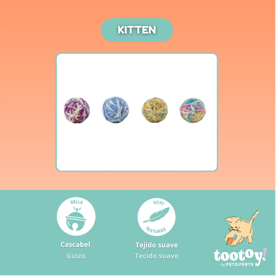 Tootoy! Kitten Kit de bolas de l&atilde; com guizo para gatinhos, , large Imagem n&uacute;mero 3