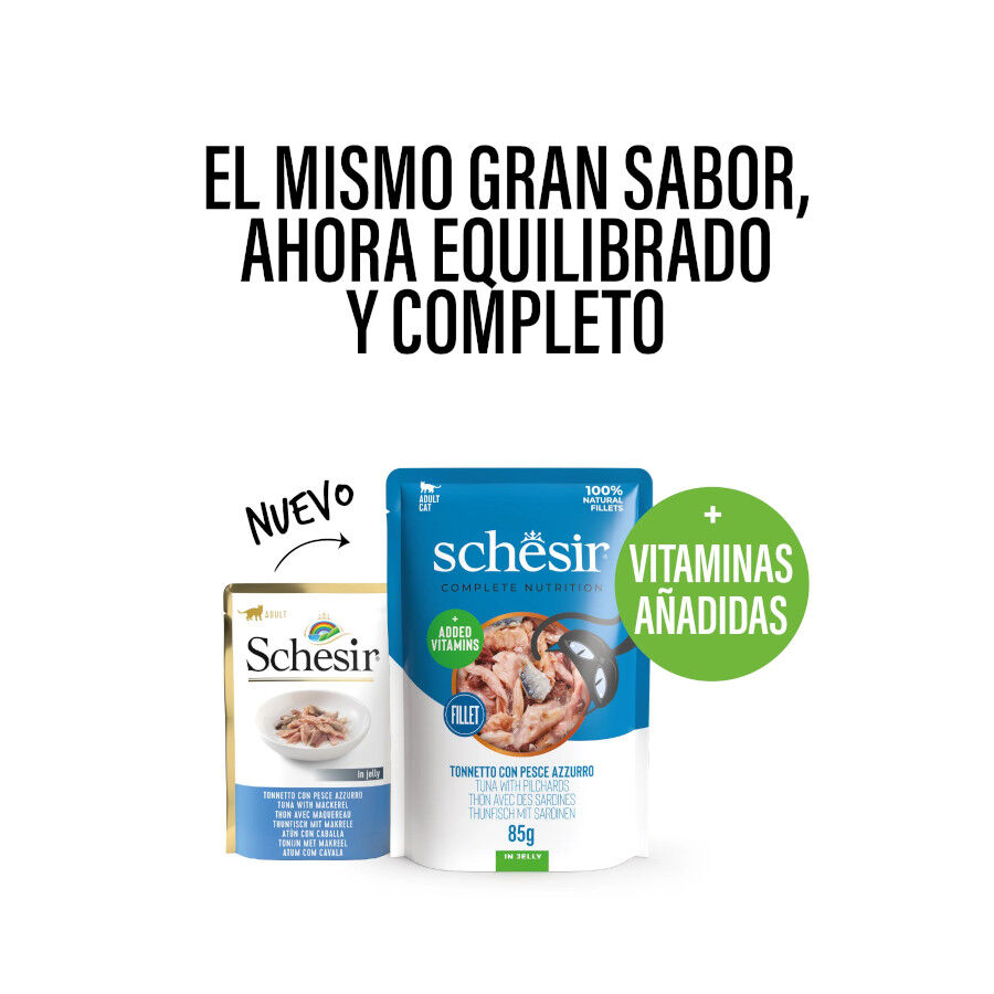 85 g Schesir Adult Comida h&uacute;mida de Atum com Sardinha em saqueta para gatos, , large Imagem n&uacute;mero 2