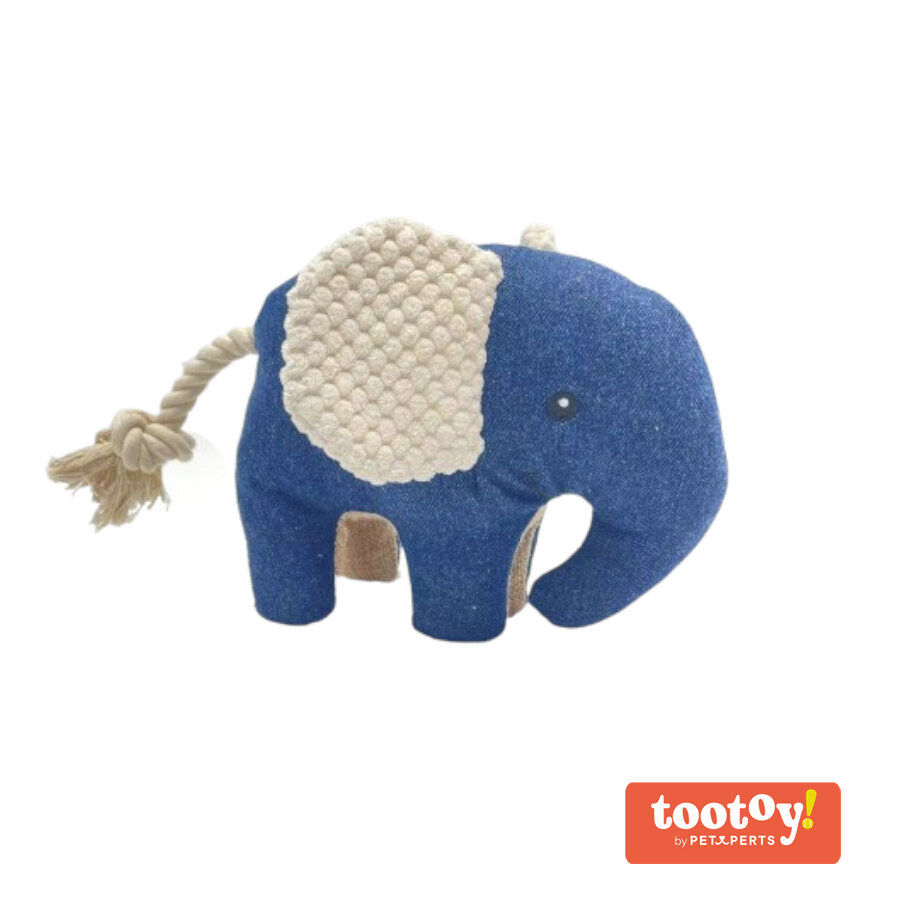Tootoy! Comfort Denim Elephant peluche com som para c&atilde;es, , large Imagem n&uacute;mero 1