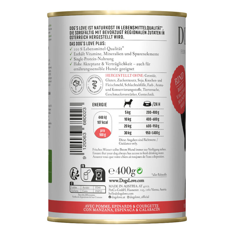 400 g Dog's Love Adulto Carne de Vaca em lata para cães,  Imagem número 2 400 g Dog's Love Adulto Carne de Vaca em lata para cães, , large Imagem número 2
