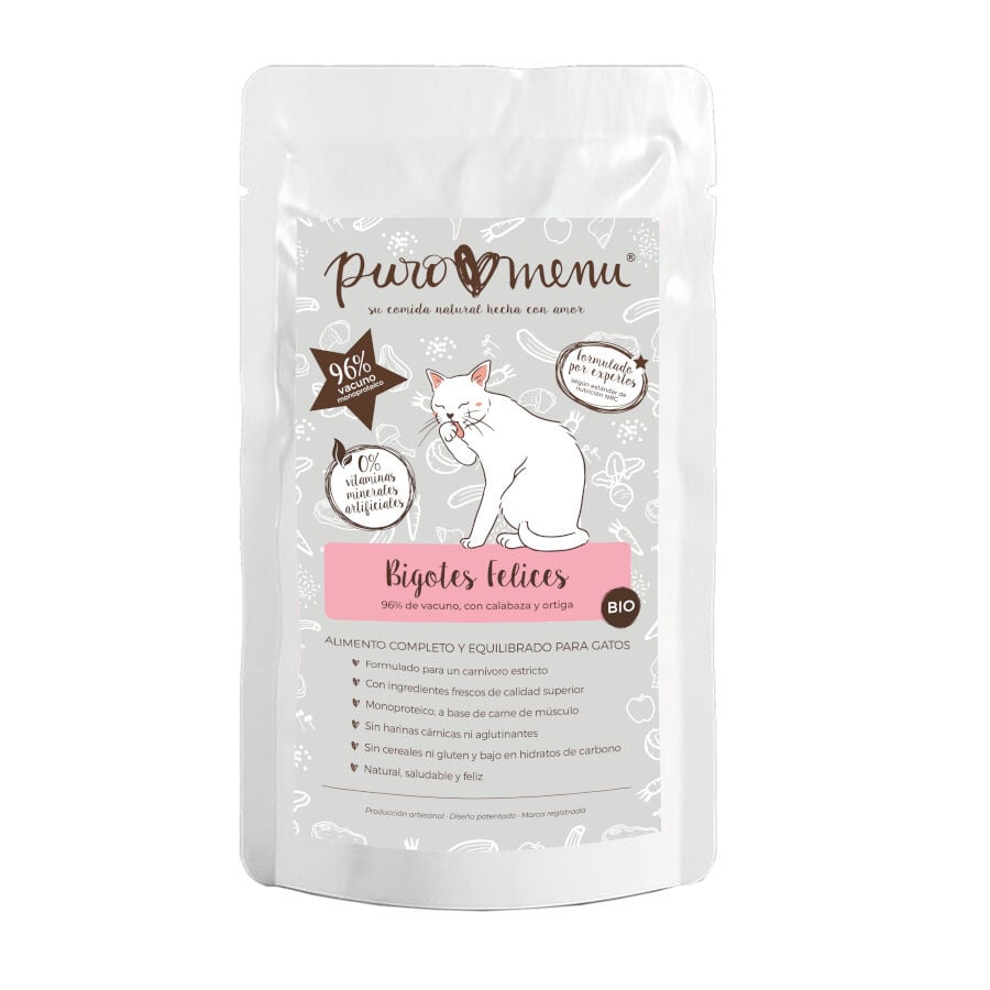 100 g Puro Menu Bio Happy Whiskers Sach&ecirc; de carne para gatos, , large Imagem n&uacute;mero 1