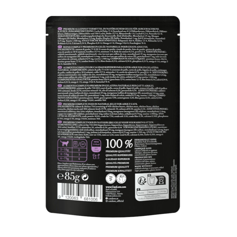 85 g Cat&rsquo;s Love Adult Salm&atilde;o e Frango em Gelatina saquetas para gatos, , large Imagem n&uacute;mero 2