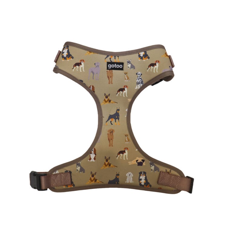 Gotoo Peitoral Ajustável Estampado Castanho para Cães,  Imagem número 1 Gotoo Peitoral Ajustável Estampado Castanho para Cães, , large Imagem número 1