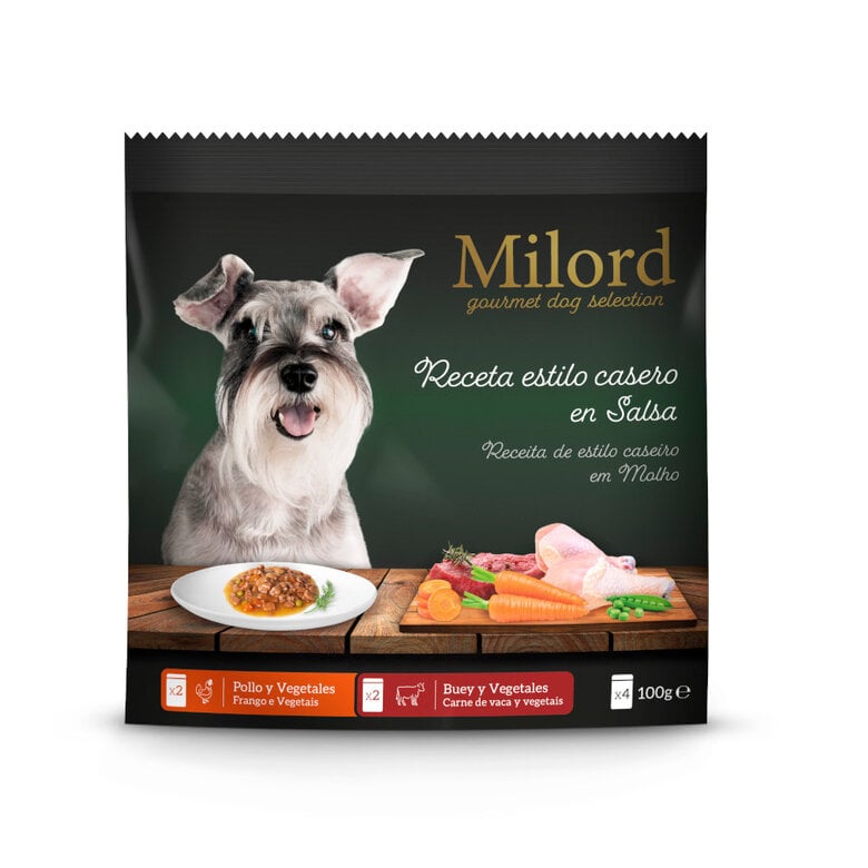 4 saquetas x 100 g Milord Adult Carne e Vegetais Saqueta em molho para cães,  Imagem número 1 4 saquetas x 100 g Milord Adult Carne e Vegetais Saqueta em molho para cães, , large Imagem número 1