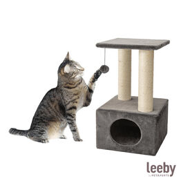 Leeby Colette Scratch arranhador com cama nido e brinquedo cinzento para gatos
