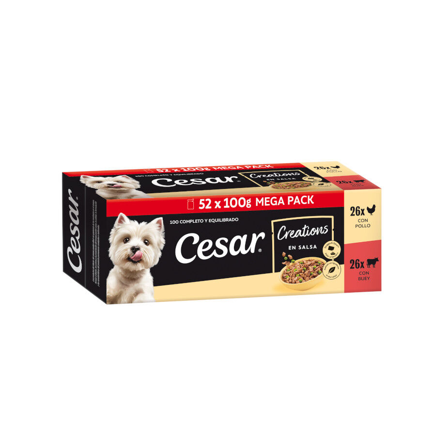 52 saquetas x 100 g Cesar Mix de Carnes em Molho Saquetas para c&atilde;es - Multipack, , large Imagem n&uacute;mero 1