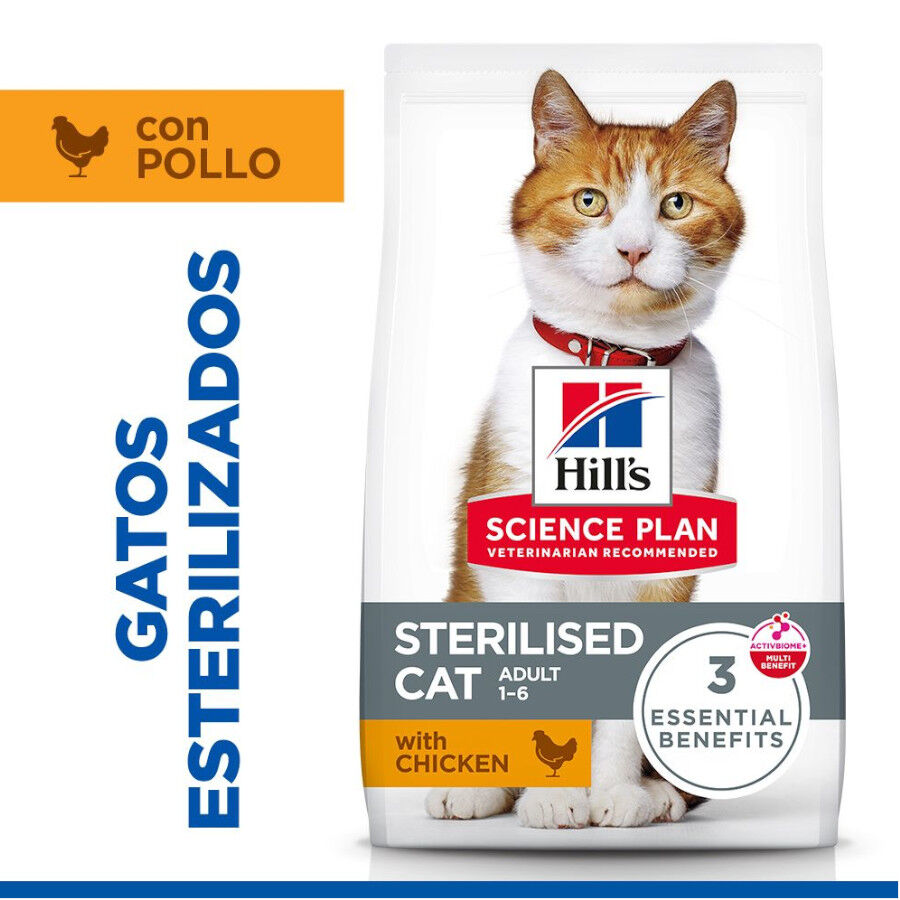 2 x 7 kg Hill's Science Plan Sterilised Adult Frango ra&ccedil;&atilde;o para gatos Pack poupan&ccedil;a!, , large Imagem n&uacute;mero 2