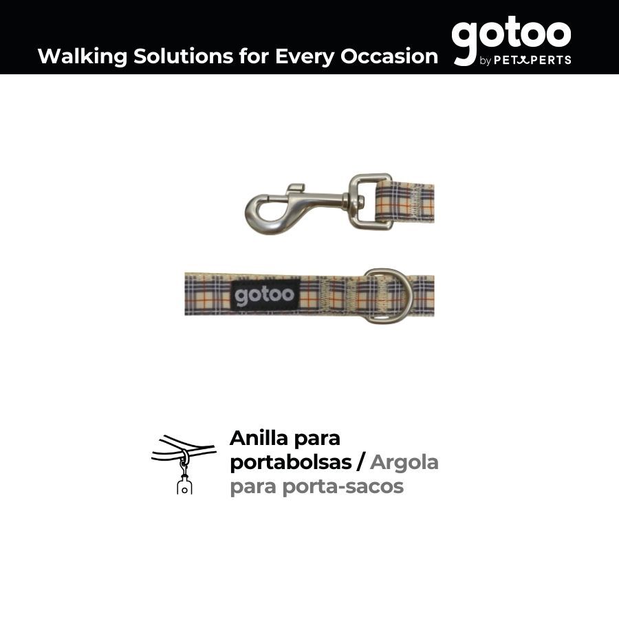 Gotoo Trela com estampado de tartan castanho para c&atilde;es, , large Imagem n&uacute;mero 3