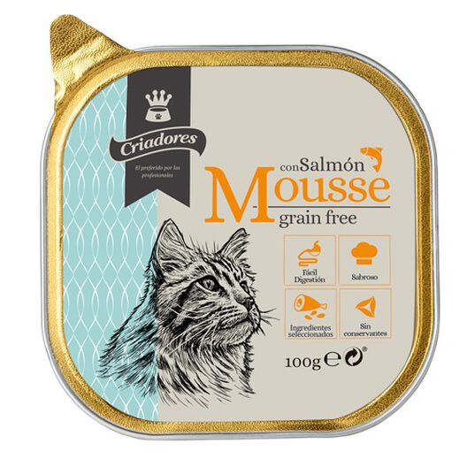 Criadores Grain Free Mousse de Salmão terrina para gatos, , large image number null