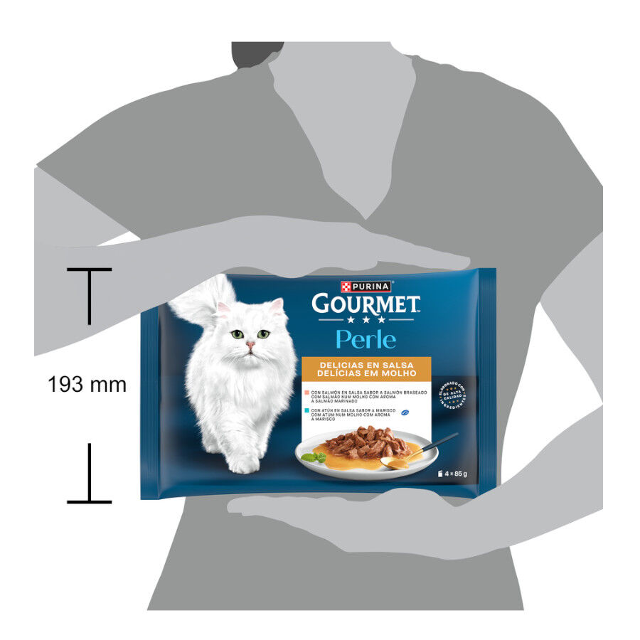 4 saquetas x 85 g Gourmet Perle Filetes de Salm&atilde;o e Atum em molho saqueta para gatos, , large Imagem n&uacute;mero 3