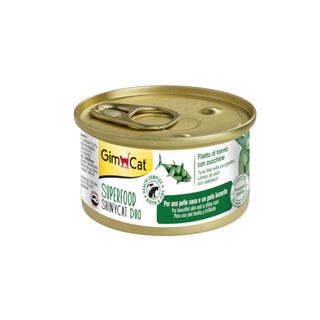 Gimcat Super Food Shiny Cat Duo atum e aboborinha lata para gatos