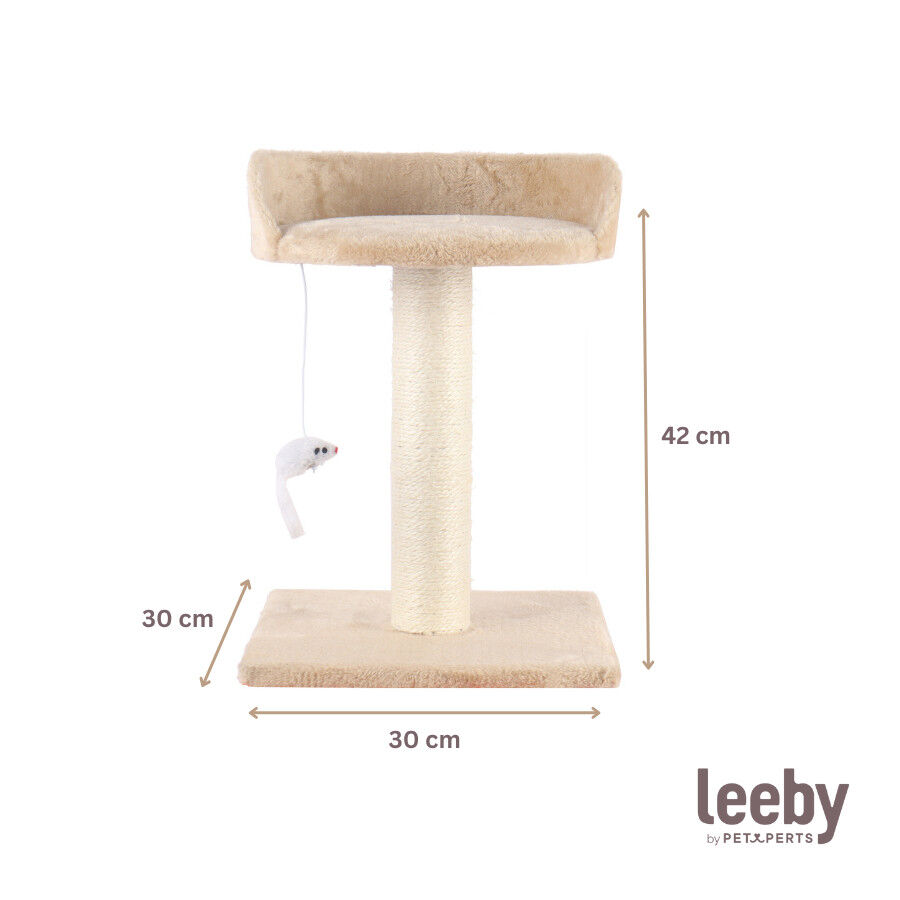 Leeby Tigrou arranhador com cama e brinquedo bege para gatos, , large Imagem n&uacute;mero 5
