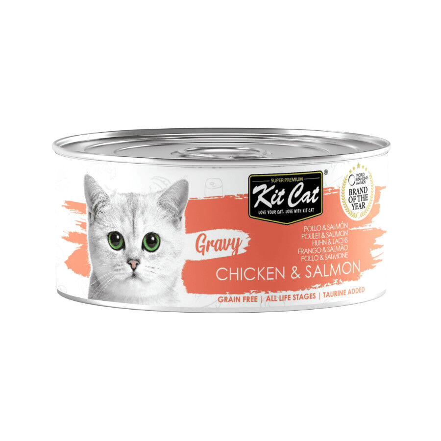 Kit Cat Comida h&uacute;mida de frango e salm&atilde;o em lata para gatos, , large Imagem n&uacute;mero 1
