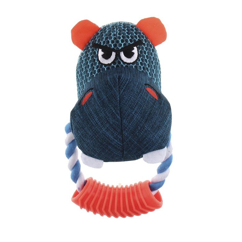 Wow Gum Angry Hippo peluche com anel de corda para cães,  Imagem número 1 Wow Gum Angry Hippo peluche com anel de corda para cães, , large Imagem número 1