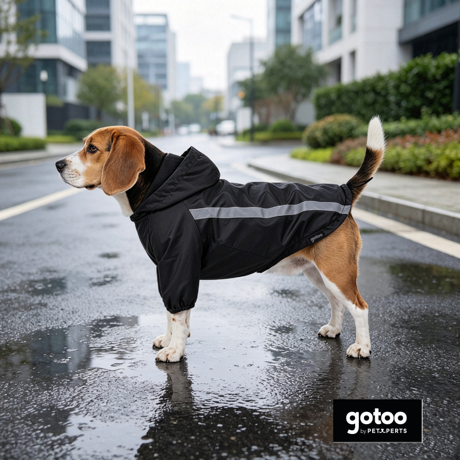 Gotoo Casaco Imperme&aacute;vel Refletor Preto para c&atilde;es, , large Imagem n&uacute;mero 1