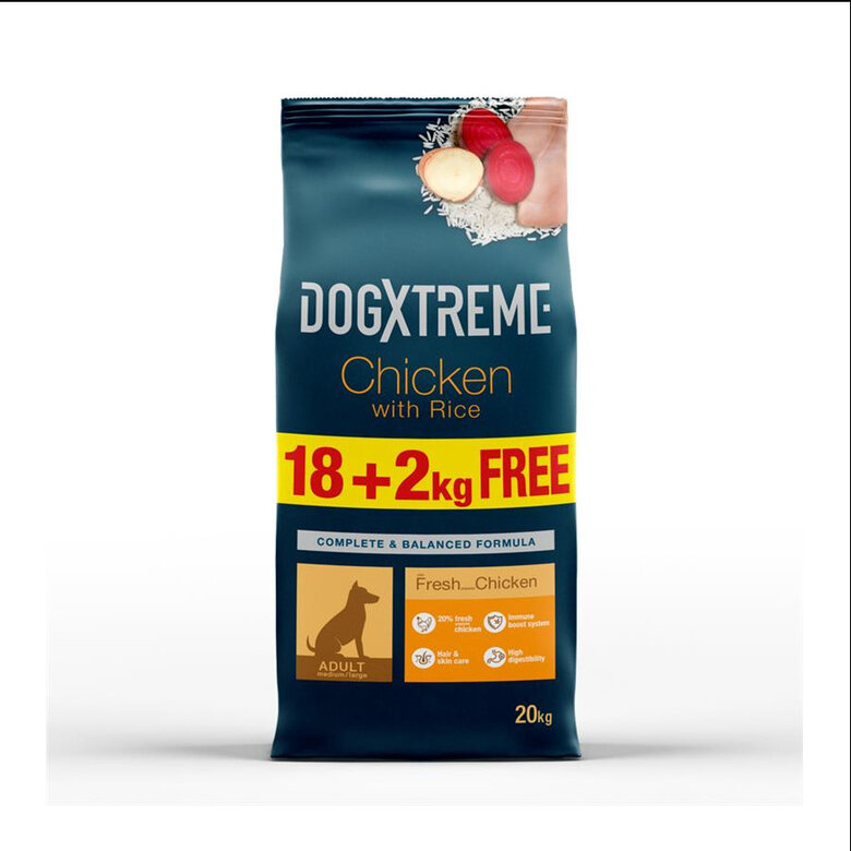 18 kg Dogxtreme Adult Frango e Arroz ração para cães,  Imagem número 2 18 kg Dogxtreme Adult Frango e Arroz ração para cães, , large Imagem número 2