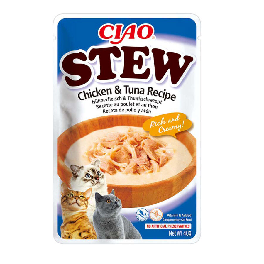 40 g Churu Stew Estufado de Frango e Atum saquetas para gatos, , large Imagem n&uacute;mero 1