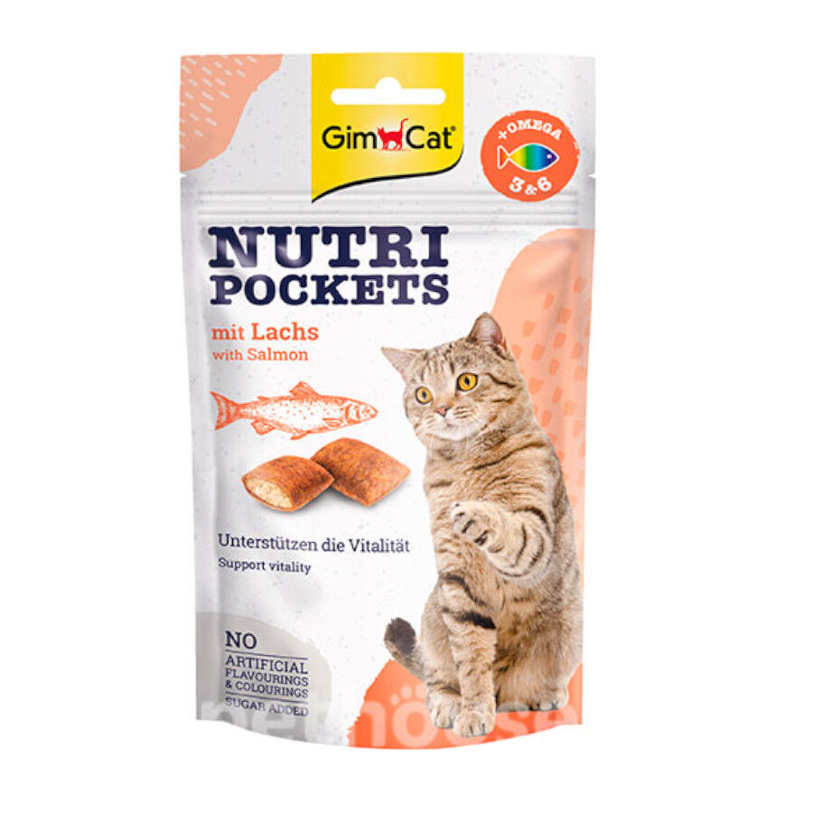 60 g Gimcat Biscoitos Nutri Pockets de salm&atilde;o para gatos, , large Imagem n&uacute;mero 1