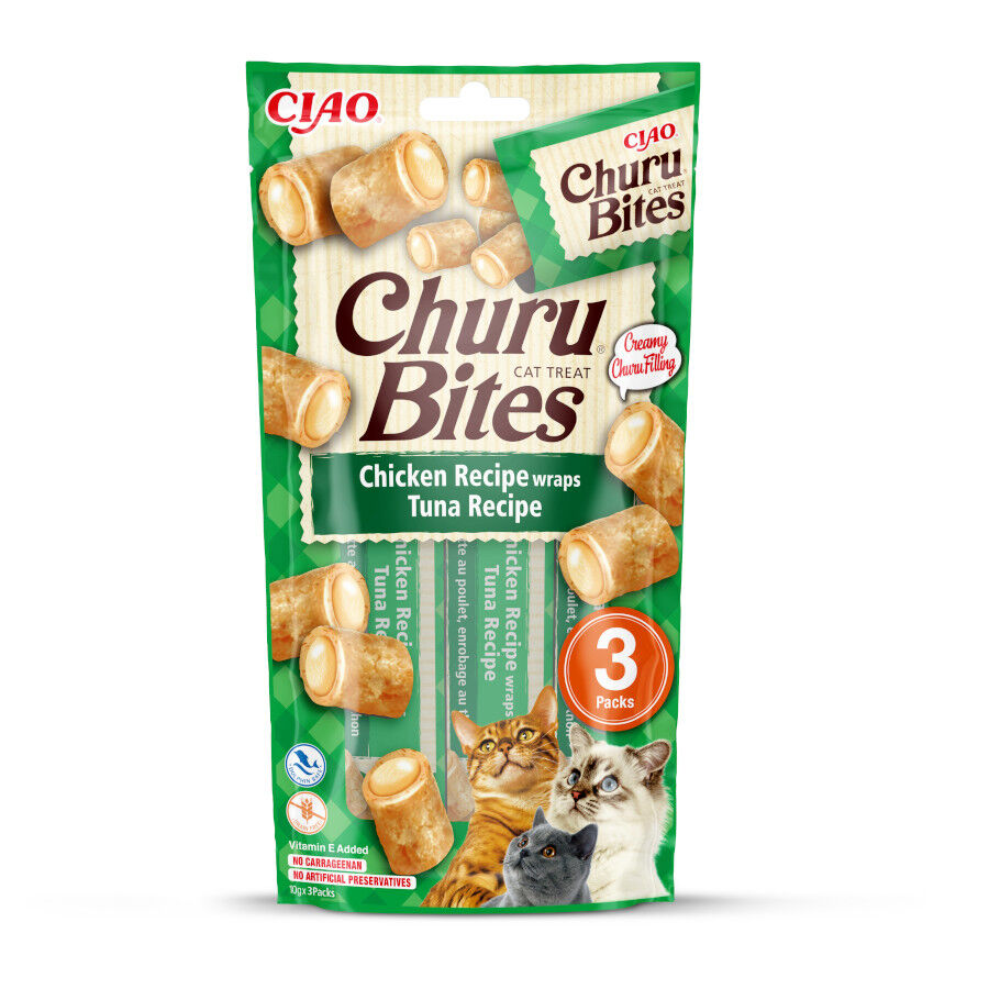 3 saquetas x 10 g Churu Snacks Bites de Atum para gatos, , large Imagem n&uacute;mero 1