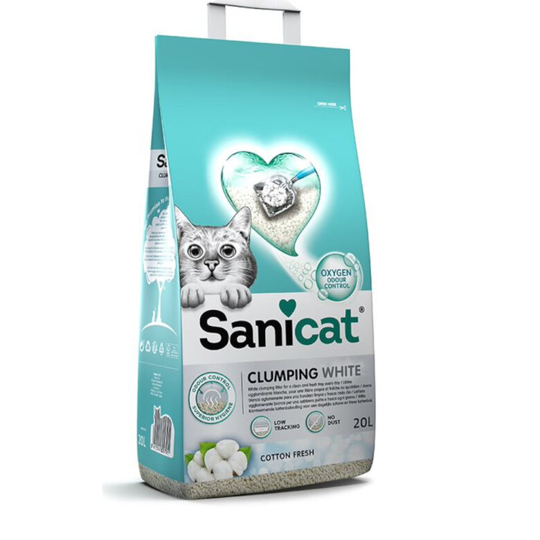 20 L Sanicat Cotton Fresh Areia Branca Aglomerante para gatos,  Imagem número 1 20 L Sanicat Cotton Fresh Areia Branca Aglomerante para gatos, , large Imagem número 1