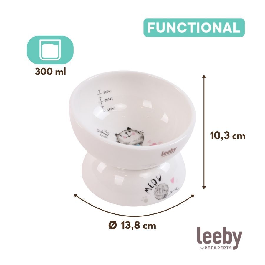 Leeby Comedouro Elevado de Cer&acirc;mica Branco para Gatos, , large Imagem n&uacute;mero 4