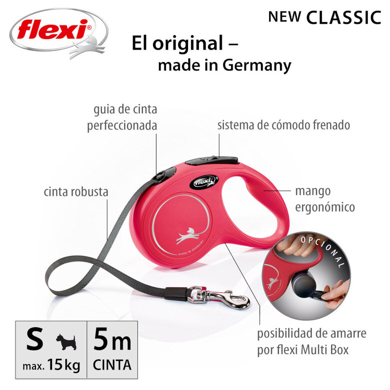 Flexi New Classic trela extensível de fita vermelha para cães,  Imagem número 2 Flexi New Classic trela extensível de fita vermelha para cães, , large Imagem número 2
