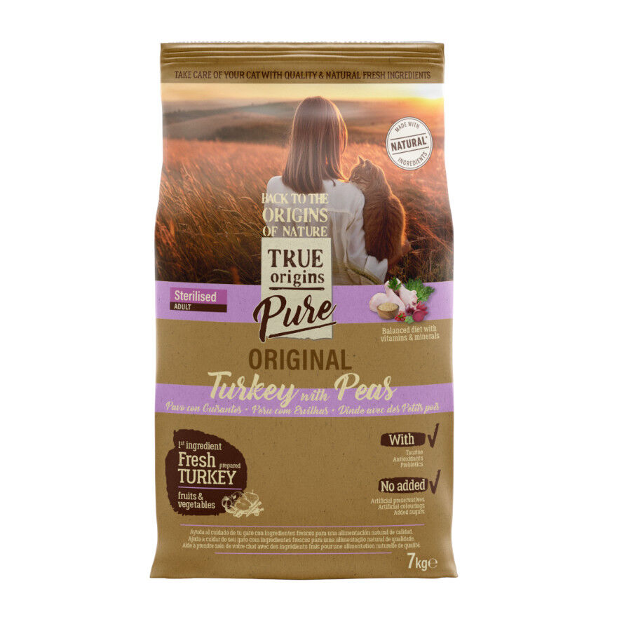 7 kg True Origins Pure Adult Sterilised Ra&ccedil;&atilde;o de peru para gatos, , large Imagem n&uacute;mero 1