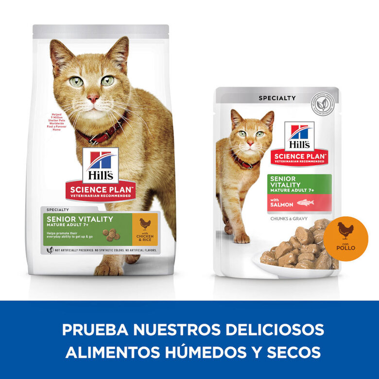 12 saquetas x 85 g Hill's Science Plan Senior Vitality Sachê de frango e salmão em molho para gatos,  Imagem número 4 12 saquetas x 85 g Hill's Science Plan Senior Vitality Sachê de frango e salmão em molho para gatos, , large Imagem número 4