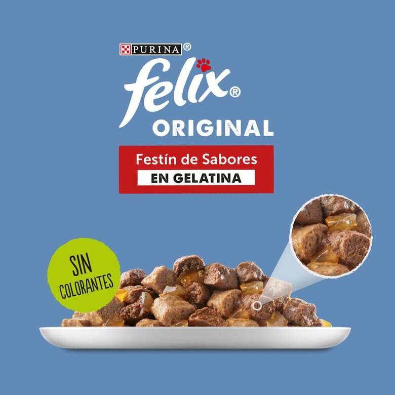 12 x 85 g Felix Sensations Seleção de Carnes Alimento húmido em saquetas para gatos,  Imagem número 2 12 x 85 g Felix Sensations Seleção de Carnes Alimento húmido em saquetas para gatos, , large Imagem número 2