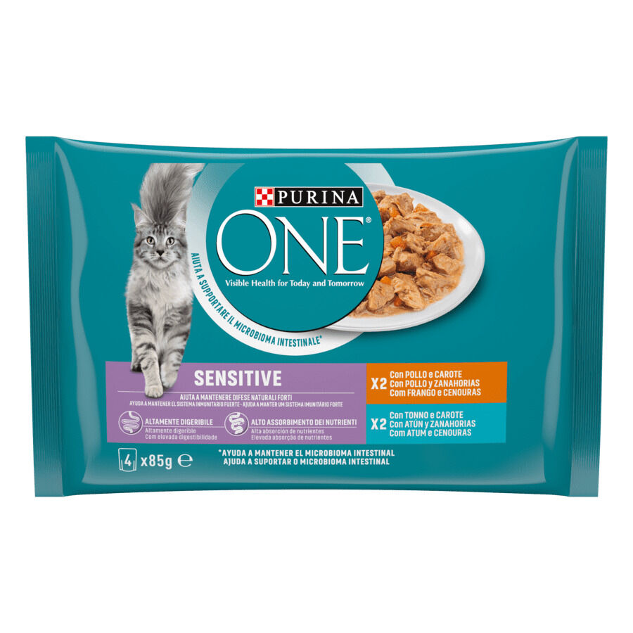 4 saquetas x 85 g Purina One Wet Sensitive Saqueta em molho para gatos, , large Imagem n&uacute;mero 1