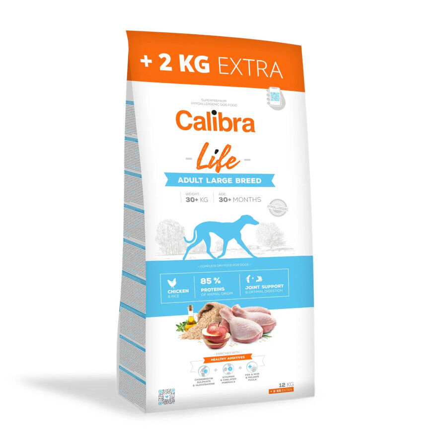 14 kg (12 + 2 kg gr&aacute;tis!) Calibra Life Adult Large Ra&ccedil;&atilde;o de frango para c&atilde;es grandes, , large Imagem n&uacute;mero 1