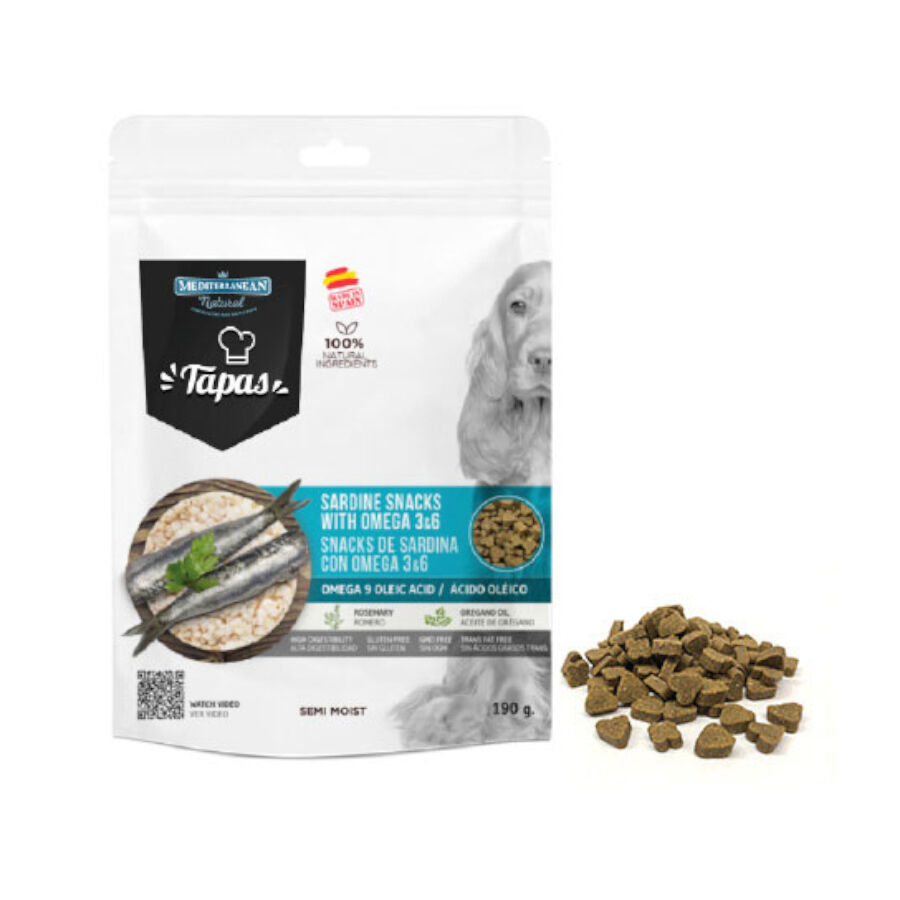 190 g Mediterranean Natural Biscoitos Tapas Gourmet Sardinha para c&atilde;es, , large Imagem n&uacute;mero 1