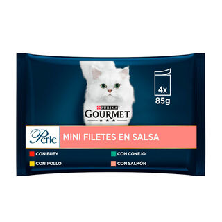 Purina Gourmet Perle Láminas saquetas em molho para gatos – Pack 4