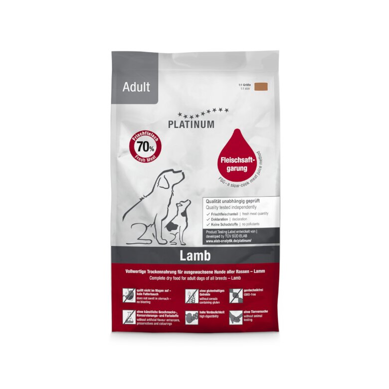 2 x 5 kg Platinum Adult Borrego ração para cães Pack poupança!,  Imagem número 1 2 x 5 kg Platinum Adult Borrego ração para cães Pack poupança!, , large Imagem número 1