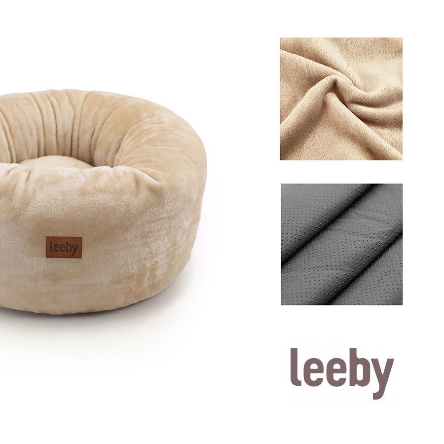 Leeby Cama Donut Premium Capa Amov&iacute;vel de Veludo branco para gatos, , large Imagem n&uacute;mero 3