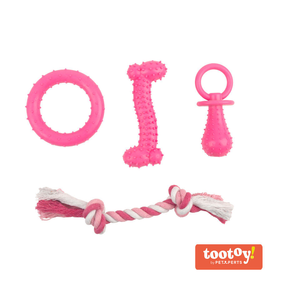 Tootoy! Chew Teething Rosa Conjunto de mordedores para cachorros, , large Imagem n&uacute;mero 1