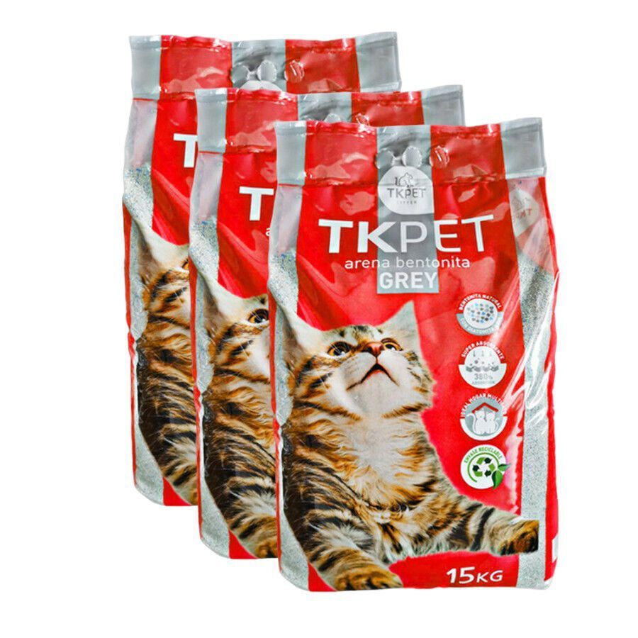 3 x 15 kg TK-Pet Areia Aglomerante Grey de Bentonite para gatos Pack poupan&ccedil;a!, , large Imagem n&uacute;mero 1