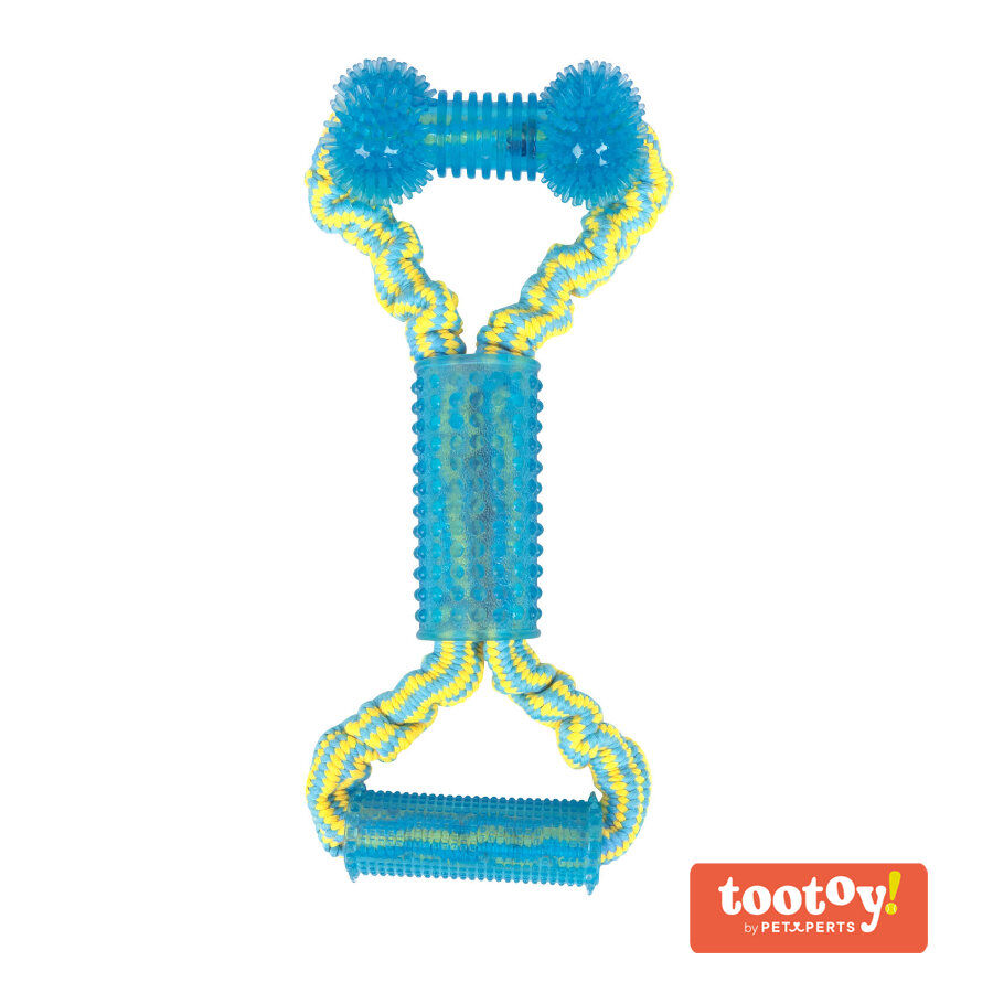 Tootoy! Tug Bone Blue Osso de Borracha com Corda para c&atilde;es, , large Imagem n&uacute;mero 1