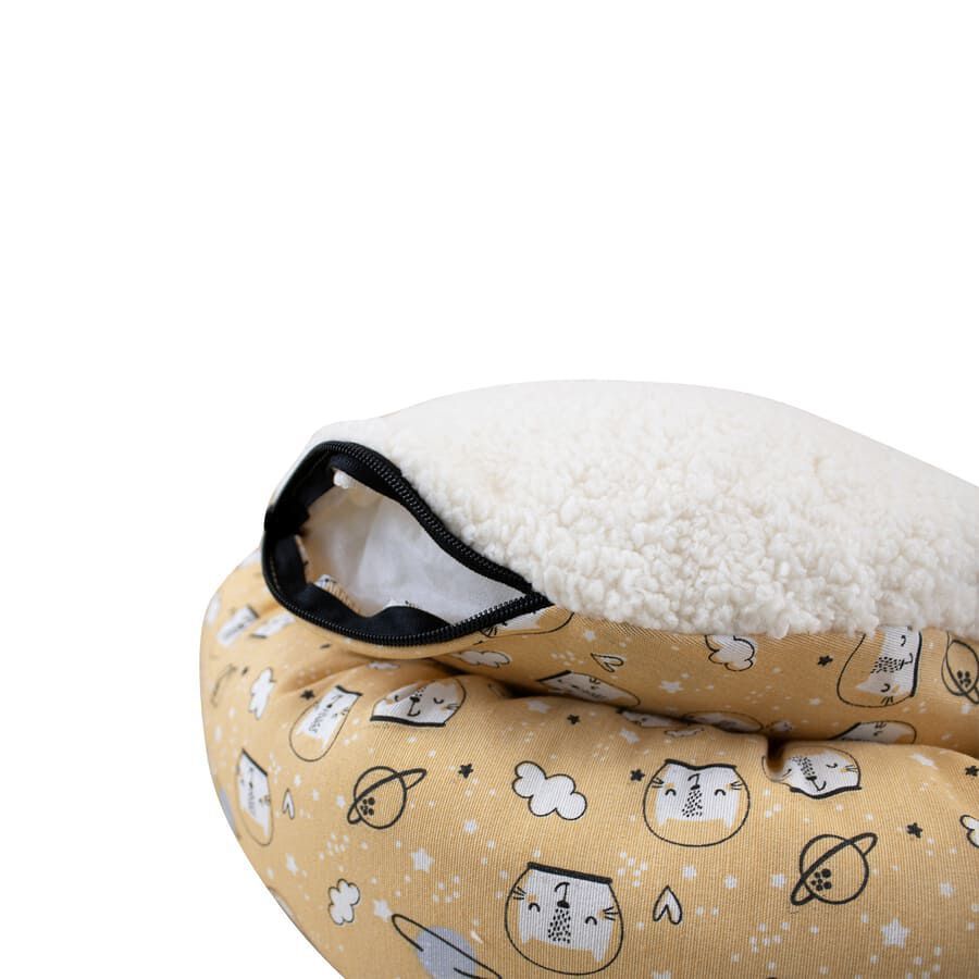 Leeby Cama Donut Antiderrapante com Estampado de Banda Desenhada Amarela para gatos, , large Imagem n&uacute;mero 3