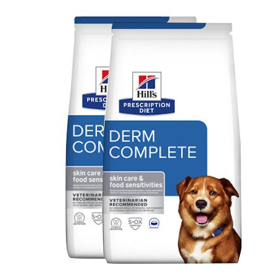 2 x 12 kg Hill's Prescription Diet Derm Complete ra&ccedil;&atilde;o para c&atilde;es Pack poupan&ccedil;a!, , large Imagem n&uacute;mero 1