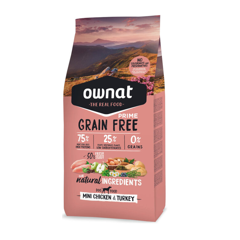 3 kg Ownat Mini Prime Frango e Peru ração para cães,  Imagem número 1 3 kg Ownat Mini Prime Frango e Peru ração para cães, , large Imagem número 1