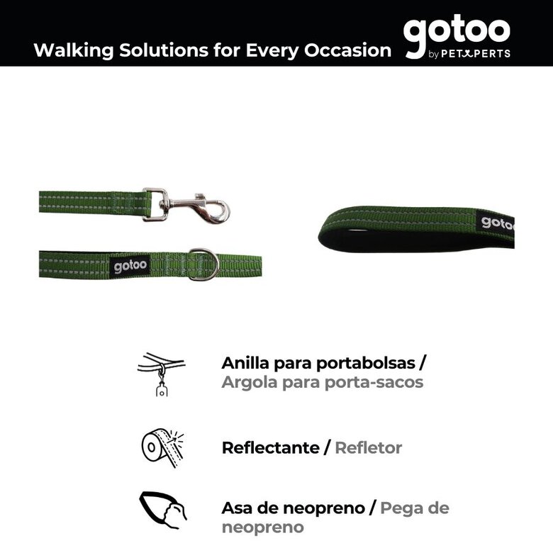Gotoo Trela de nylon refletora verde para cães,  Imagem número 3 Gotoo Trela de nylon refletora verde para cães, , large Imagem número 3