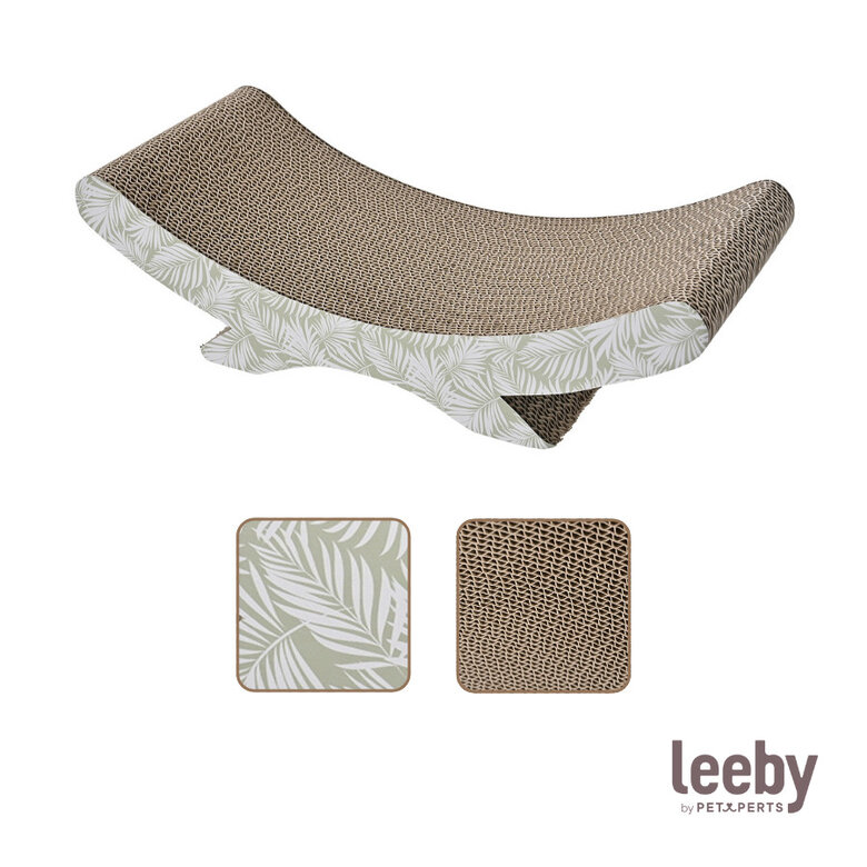 Leeby Remy Rocker arranhador de cartão horizontal com padrão de folhas para gatos,  Imagem número 8 Leeby Remy Rocker arranhador de cartão horizontal com padrão de folhas para gatos, , large Imagem número 8