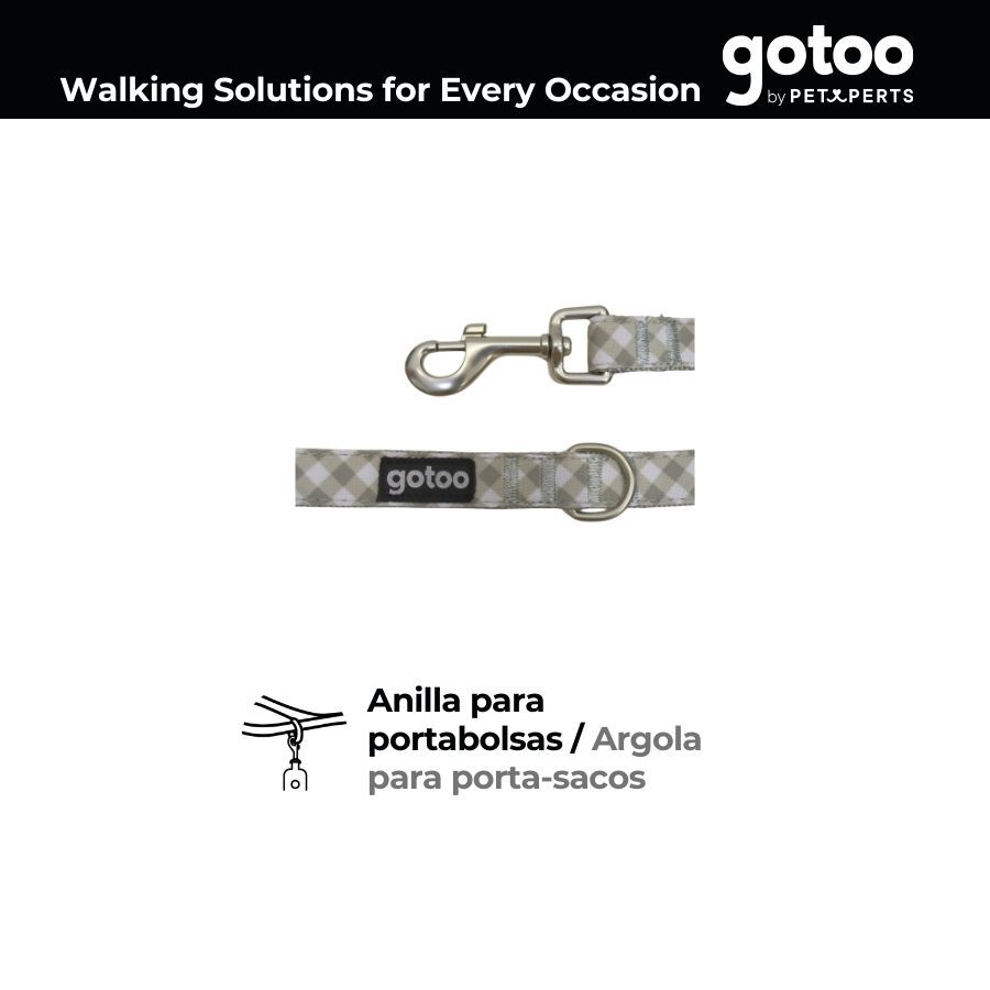 Gotoo Trela estampada em xadrez vichy cinza para c&atilde;es, , large Imagem n&uacute;mero 4