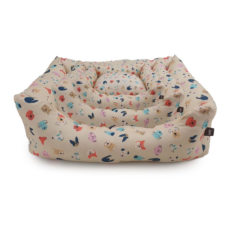 Leeby Cama bege com estampado C&oacute;mic para c&atilde;es, , large Imagem n&uacute;mero 1
