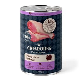 Criadores Monoproteico Peru e Batatas em lata para c&atilde;es