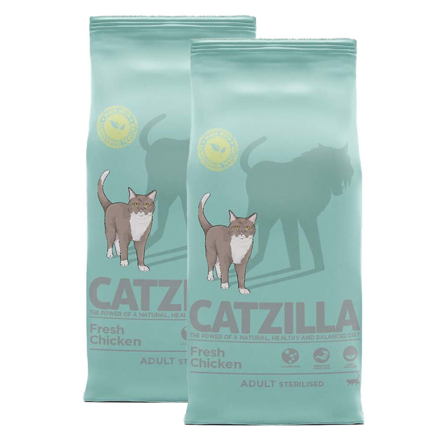 2 x 2 kg Catzilla Adult Sterilised Ra&ccedil;&atilde;o para Gatos Esterilizados Pack poupan&ccedil;a!, , large Imagem n&uacute;mero 1