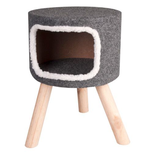 Flamingo casa alta con patas de madera para gatos Imagem n&uacute;mero 1