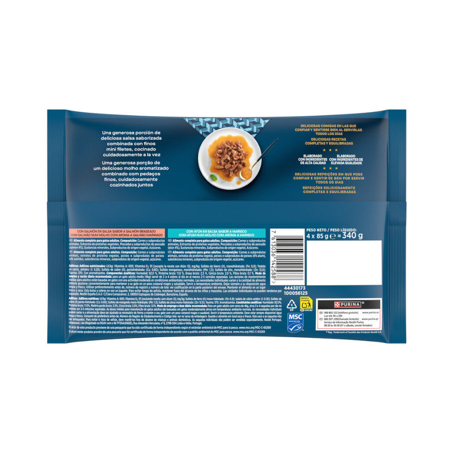 4 saquetas x 85 g Gourmet Perle Filetes de Salm&atilde;o e Atum em molho saqueta para gatos, , large Imagem n&uacute;mero 6