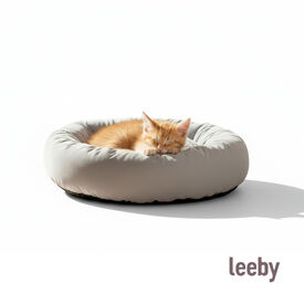 Leeby Cama donut cinzenta para gatos